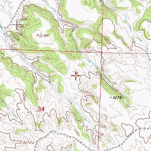 Topographic Map of 03S45E34AACD01 Well, MT