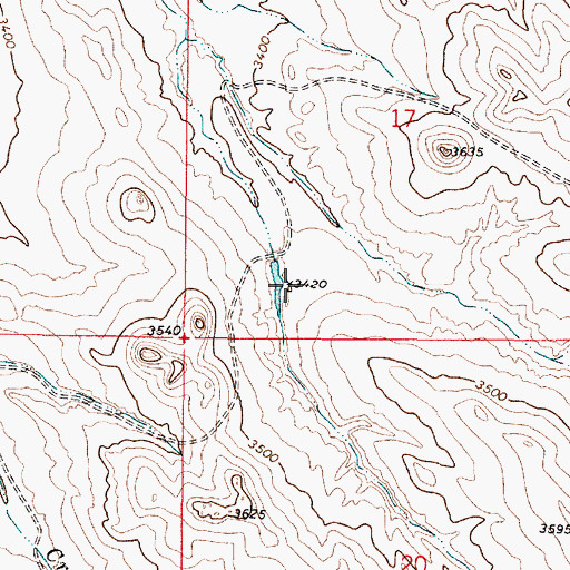 Topographic Map of 03S49E17CCDA01 Well, MT