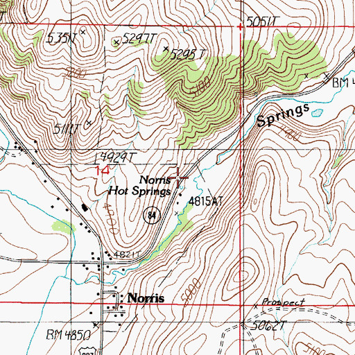Topographic Map of 03S01W14DABA01 Spring, MT