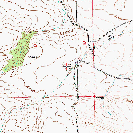 Topographic Map of 03S16E09DACC01 Well, MT