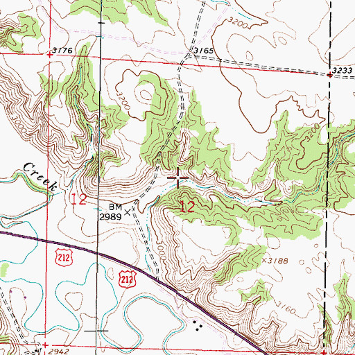 Topographic Map of 03S44E12BDDA01 Spring, MT