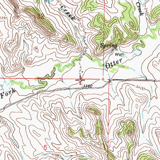Topographic Map of 03S46E05AABB01 Well, MT
