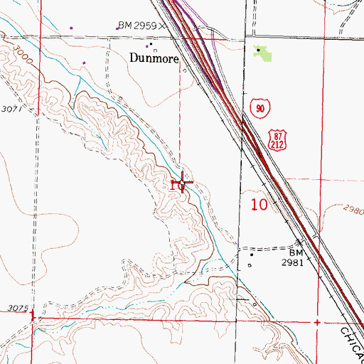 Topographic Map of 02S34E10DBBB01 Well, MT