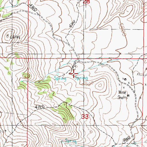 Topographic Map of 01S06W33BAAD01 Spring, MT