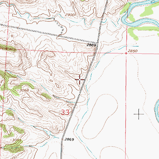 Topographic Map of 01S44E33ABD_01 Well, MT