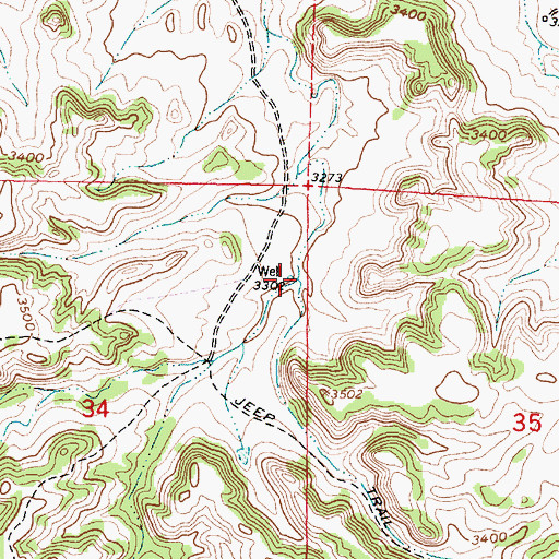 Topographic Map of 01S42E34AADA01 Well, MT