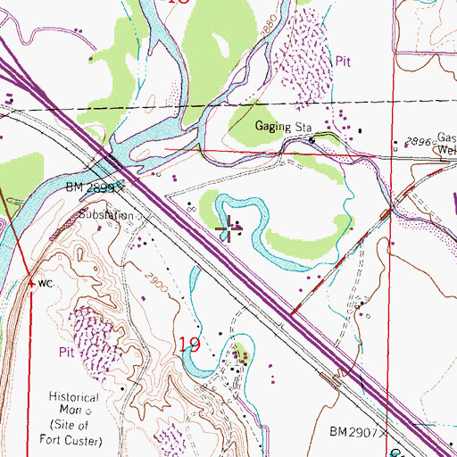 Topographic Map of 01S34E19ABCD01 Well, MT