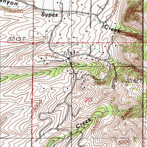 Topographic Map of 01S06E20BDAB01 Well, MT