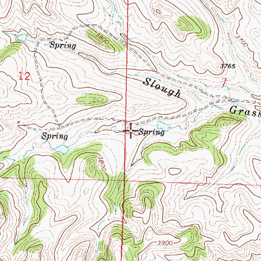 Topographic Map of 01S40E07CBCD01 Spring, MT