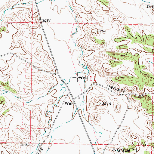 Topographic Map of 01S43E11BDDC01 Well, MT