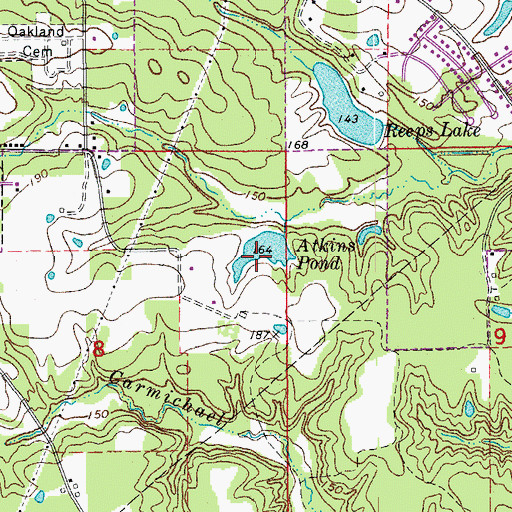 Topographic Map of Atkins Pond Dam, AR