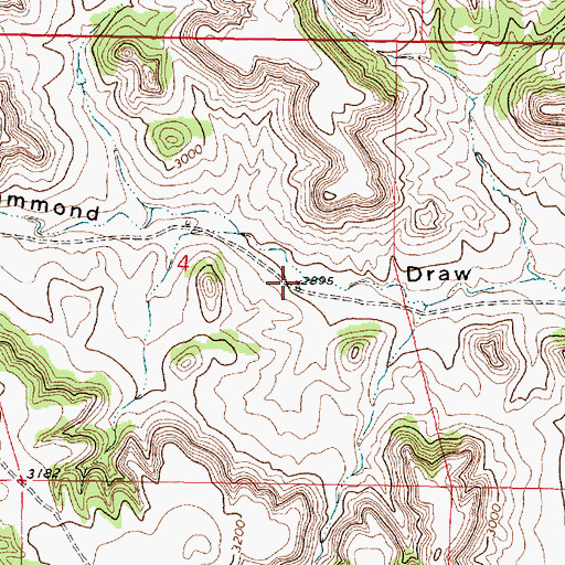Topographic Map of 01S44E04DBAA01 Well, MT