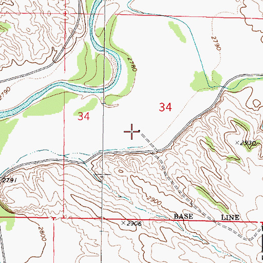 Topographic Map of 01N44E34CABD01 Well, MT