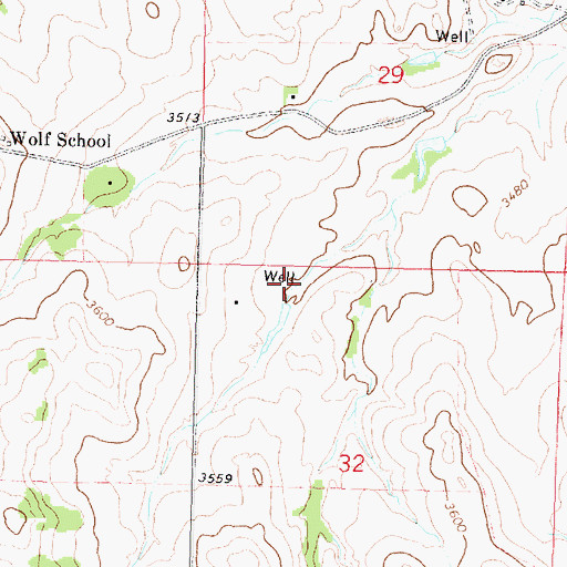 Topographic Map of 01N38E32BAAB01 Well, MT