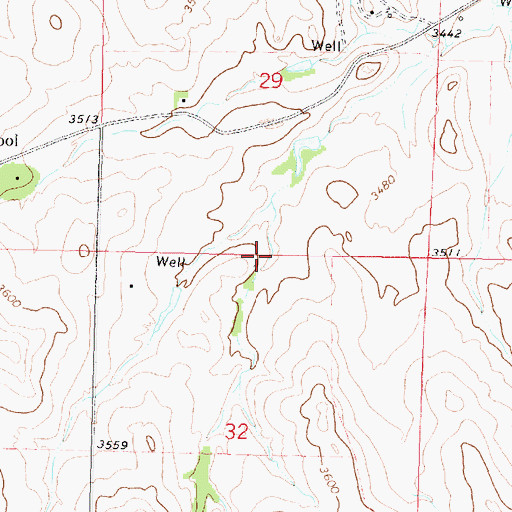 Topographic Map of 01N38E32ABBA01 Well, MT