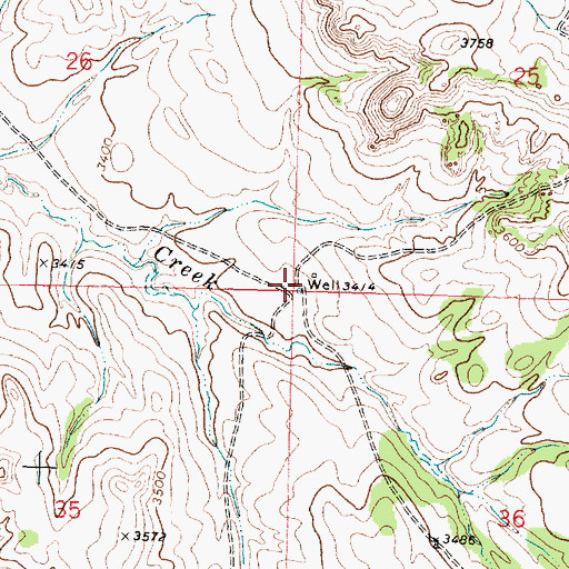 Topographic Map of 01N36E25CCCC01 Well, MT