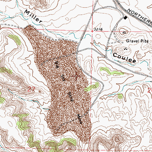 Topographic Map of 01N41E27ADDB02 Well, MT