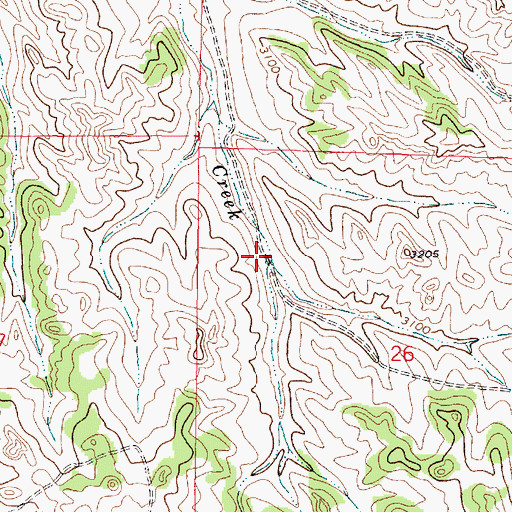 Topographic Map of 01N43E26BCAB01 Well, MT