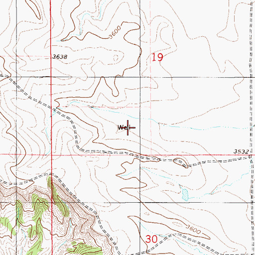 Topographic Map of 01N57E19CDB_01 Well, MT
