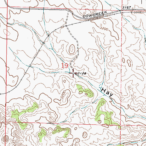 Topographic Map of 01N42E19DBBA01 Well, MT