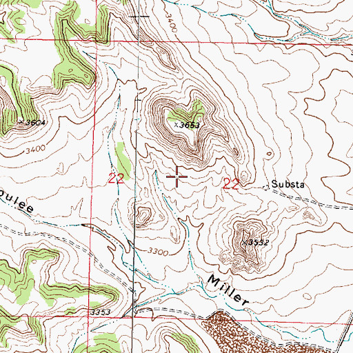 Topographic Map of 01N41E22CABD01 Well, MT