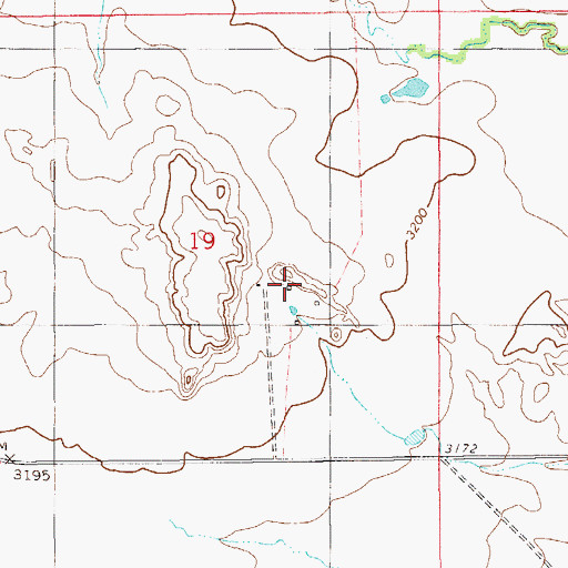 Topographic Map of 01N60E19DBDA01 Well, MT