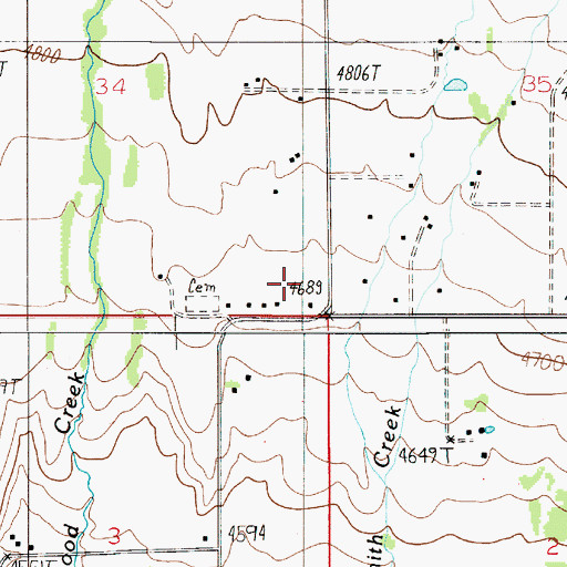 Topographic Map of 02N05E34DDD_01 Well, MT