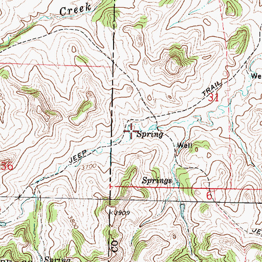 Topographic Map of 02N39E31CBCD01 Spring, MT