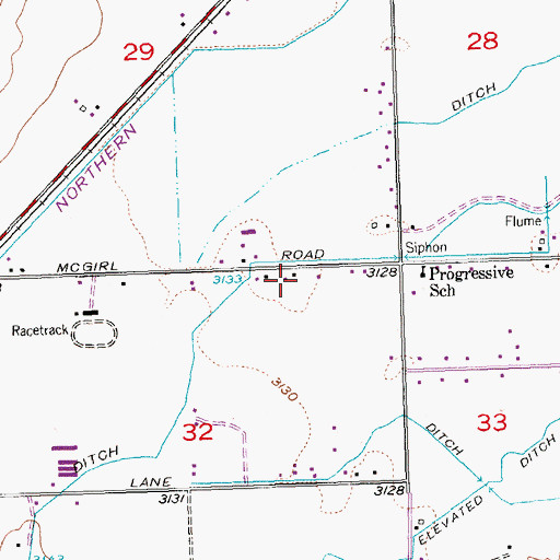 Topographic Map of 02N27E32AABB01 Well, MT