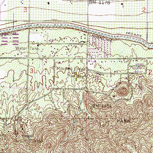 Topographic Map of Mitchell Lodge, AZ