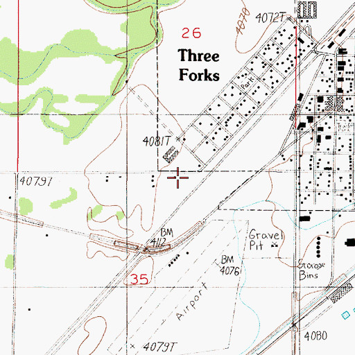 Topographic Map of 02N01E26DCDC01 Well, MT