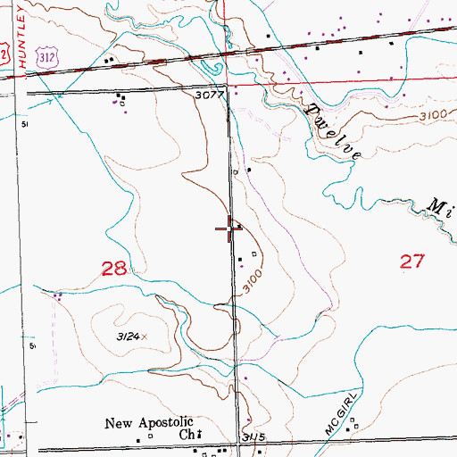 Topographic Map of 02N27E27BCCB01 Well, MT
