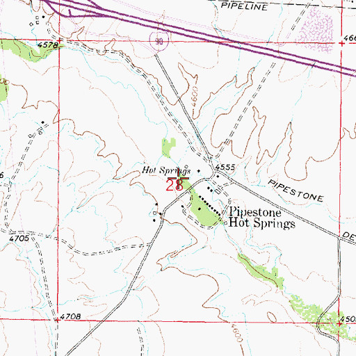 Topographic Map of 02N05W28BDDD01 Spring, MT
