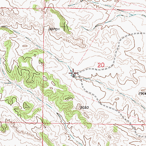 Topographic Map of 02N43E20CABB01 Well, MT