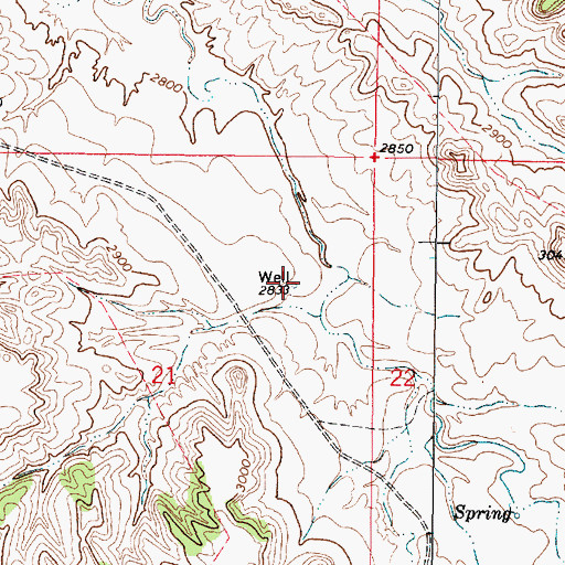 Topographic Map of 02N46E21ADBB01 Well, MT
