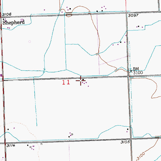 Topographic Map of 02N27E11DBAB01 Well, MT