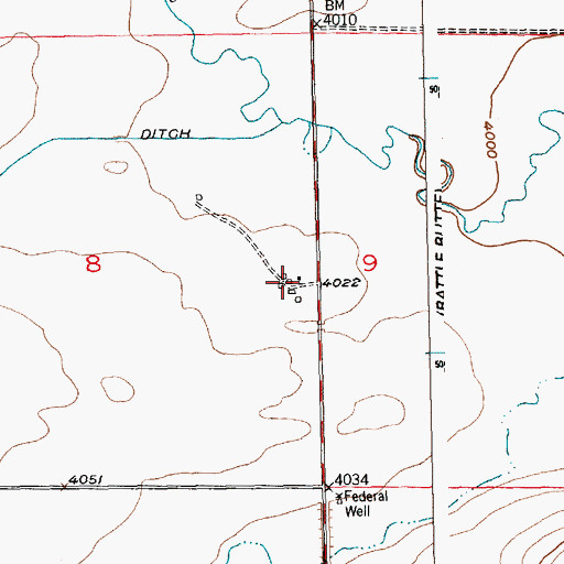 Topographic Map of 02N20E08DAAA01 Well, MT