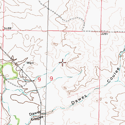 Topographic Map of 02N37E09BCAD01 Well, MT