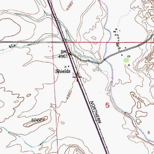 Topographic Map of 02N09E05B___01 Well, MT
