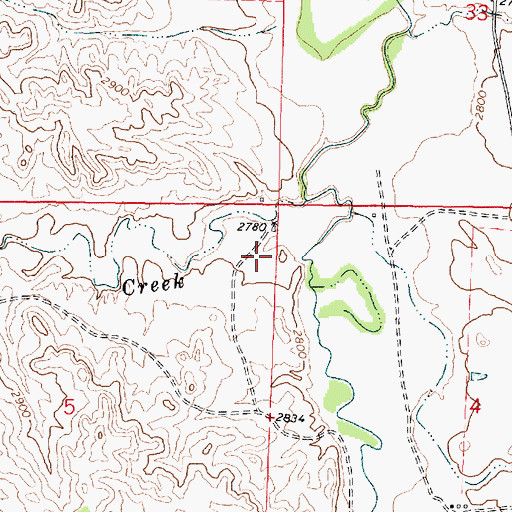 Topographic Map of 02N43E05AAAA01 Well, MT