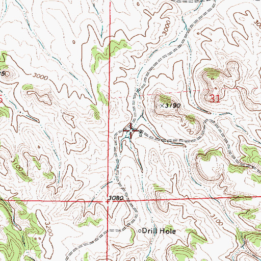 Topographic Map of 03N44E31CBDC01 Well, MT