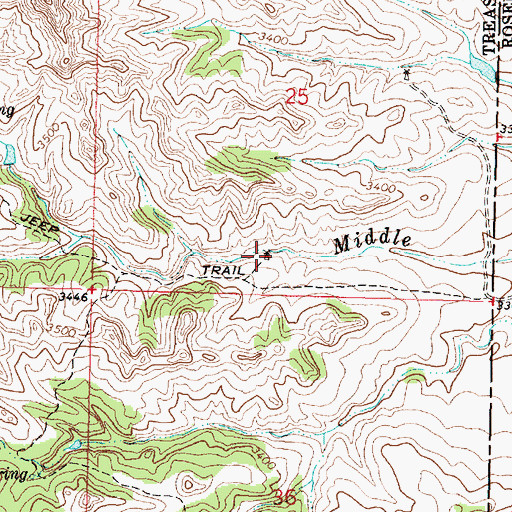 Topographic Map of 03N38E25CDDB01 Well, MT