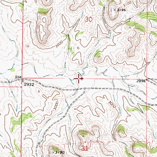 Topographic Map of 03N44E31BAAA01 Well, MT