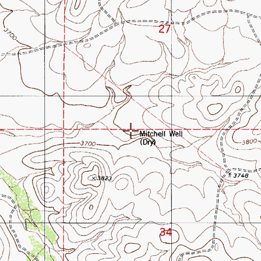Topographic Map of Mitchell Well, AZ
