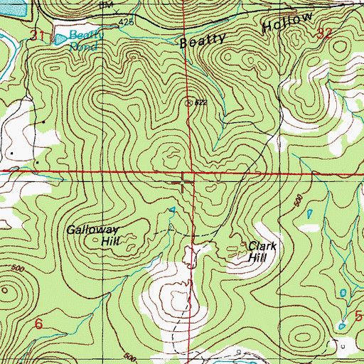 Topographic Map of Galloway Mine, AR