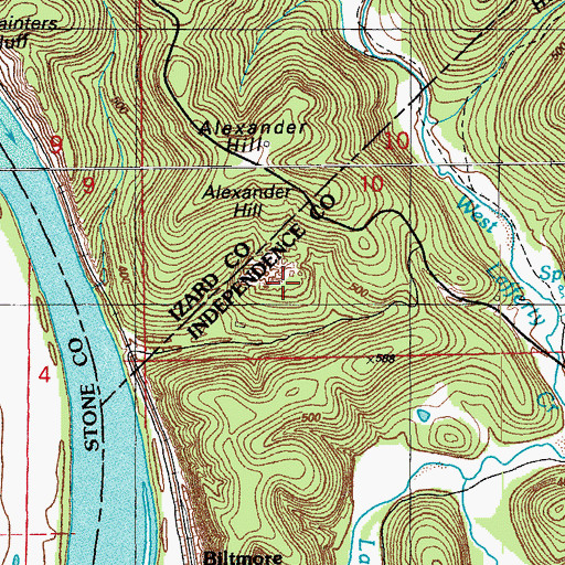 Topographic Map of Harvey Mine, AR