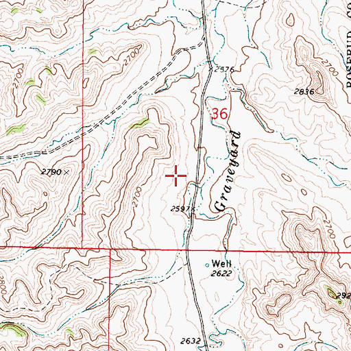 Topographic Map of 06N44E36CACD01 Well, MT