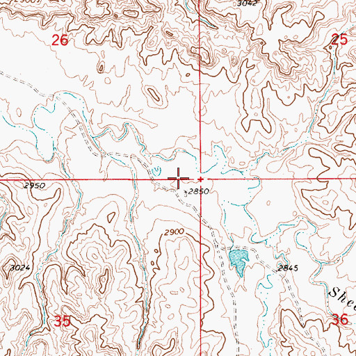 Topographic Map of 06N53E35AAAA01 Well, MT