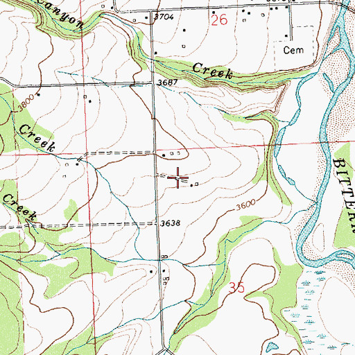 Topographic Map of 06N21W35BABD01 Well, MT