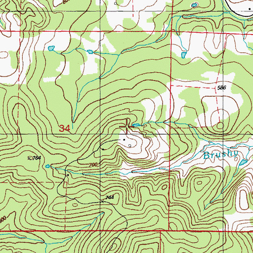 Topographic Map of Section 34 Prospect, AR